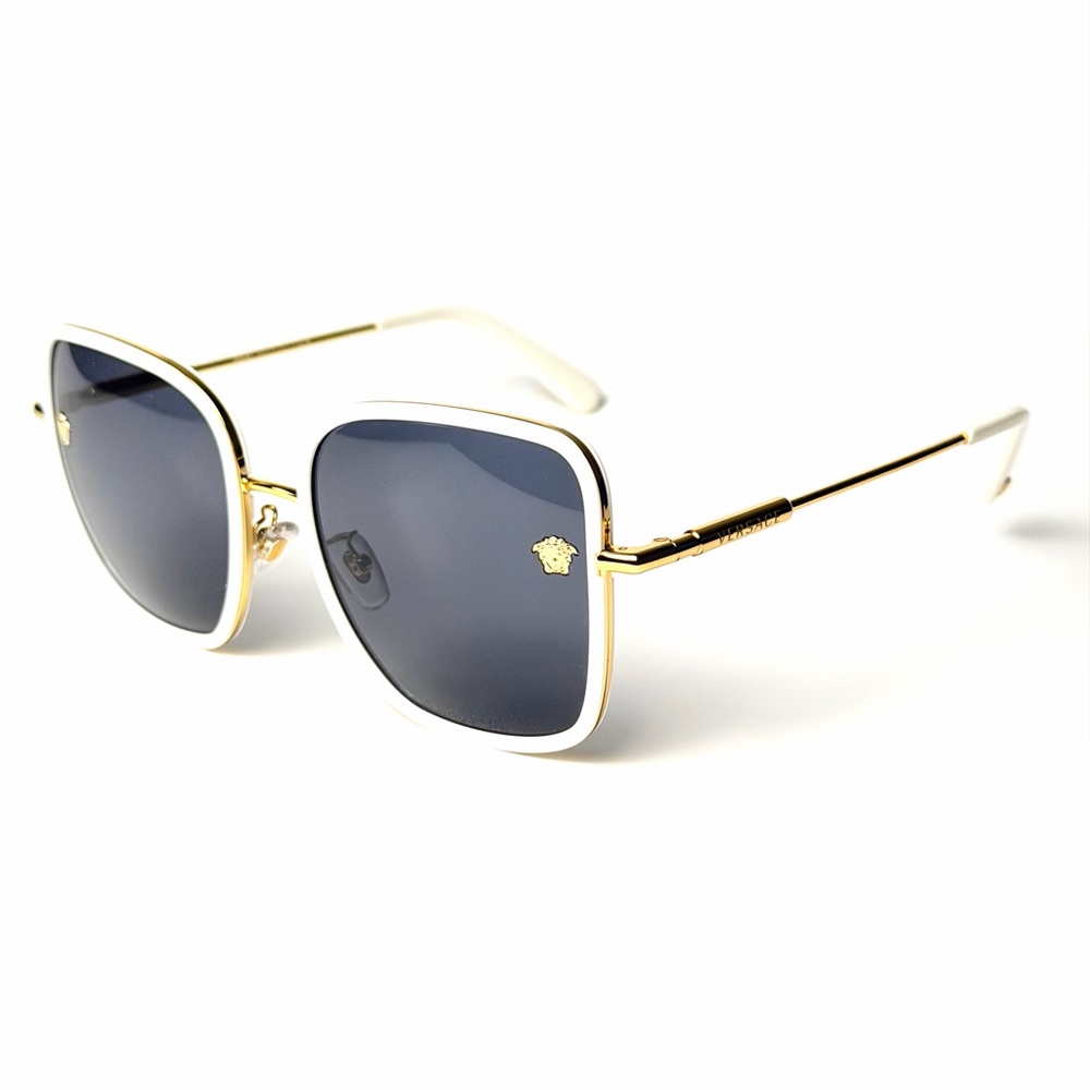 Versace Mod 2247D 1471/87 White and Gold Sunglasses Authentic New - Picture 2 of 10